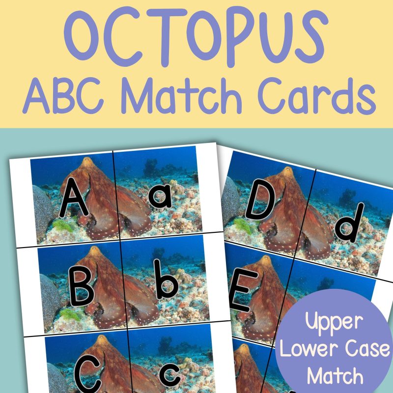 Octopus Alphabet Match Game Upper and Lower Case Letter Cards