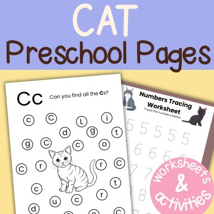 C is for Cat Preschool Activity Sheets Pre K Kindergarten Cat Theme Worksheets Learning Pack