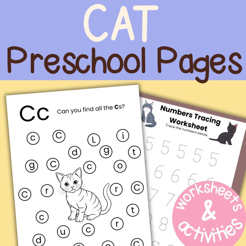 C is for Cat Preschool Activity Sheets Pre K Kindergarten Cat Theme Worksheets Learning Pack