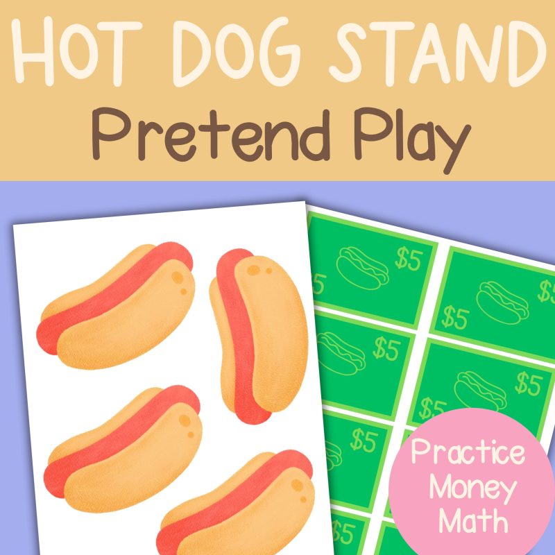Hotdog Stand Dramatic Play Set Hot Dog Cart Pretend Play Pack Money Math Play Food