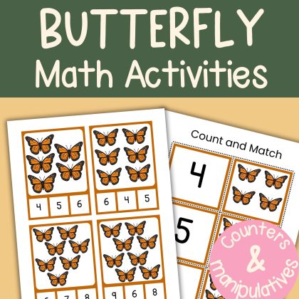 Butterfly Math Activity Bundle Preschool Kindergarten Math Manipulatives Count to 30
