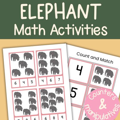 Elephant Math Activity Bundle Preschool Math Manipulatives Kindergarten