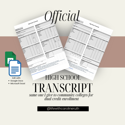 High School Transcript, Homeschool Transcript