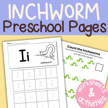 I is for Inchworm Preschool Activity Bundle Kindergarten Pre-K Worksheets