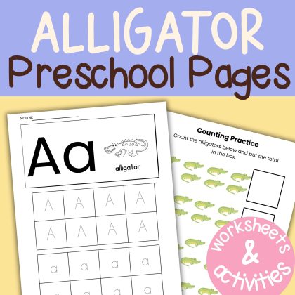 Alligator Preschool Activity Pack A is for Alligator Letter A Week Lessons