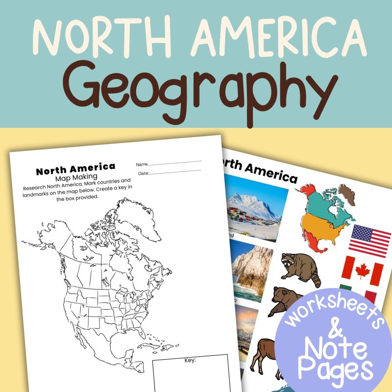 North America Continent Geography Worksheet Note Pages and Visual Aids Study Family Unit