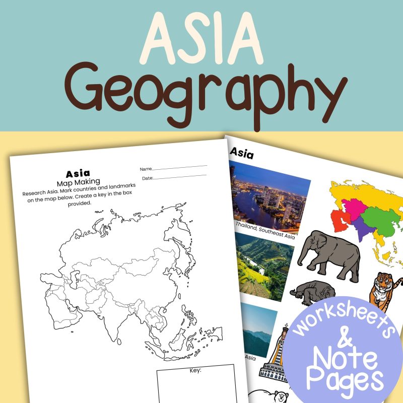 Asia Geography Worksheets Note Pages and Visual Aids Family Unit Study