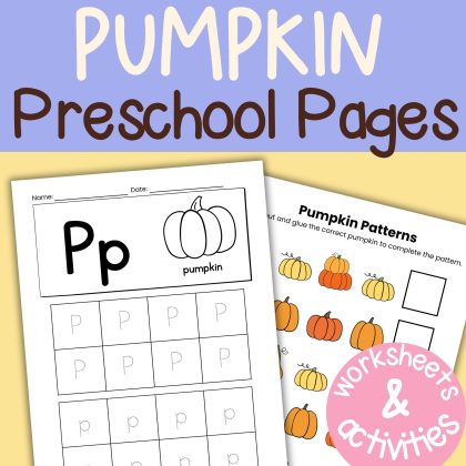 P is for Pumpkin Preschool Worksheets and Activities Pre K Kindergarten Pages