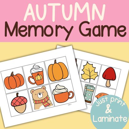 Autumn Memory Match Game Fall Seasonal Activity