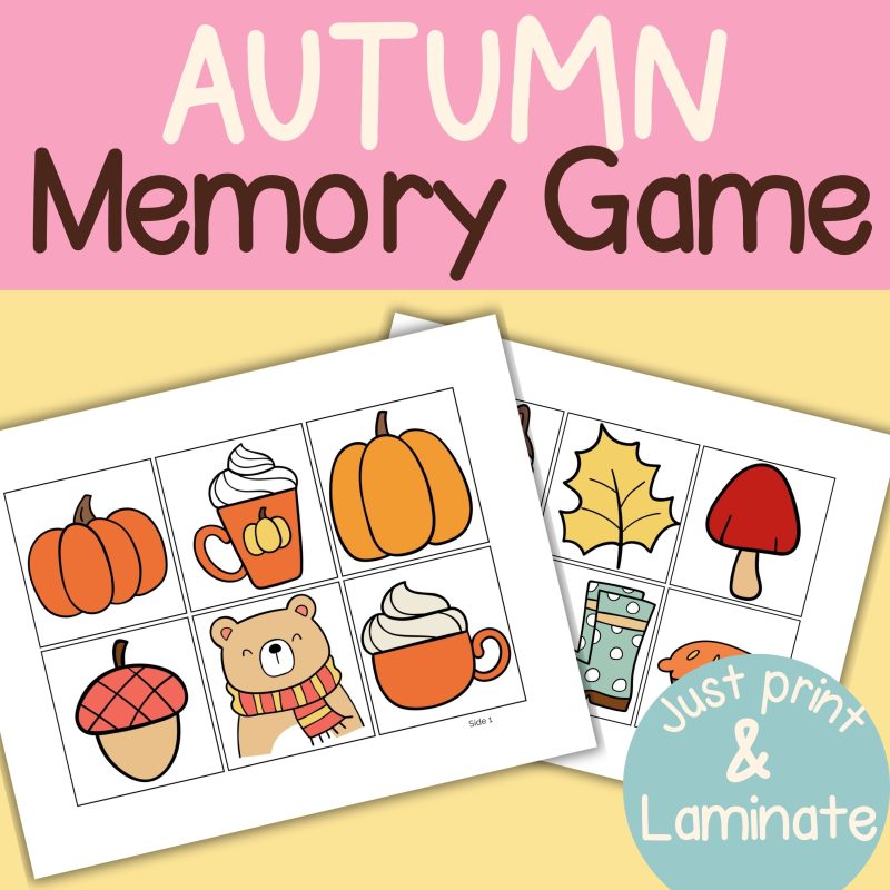 Autumn Memory Match Game Fall Seasonal Activity