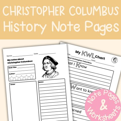 Christopher Columbus Note Pages and Worksheets Family Learning Note Pages Coloring Sheets