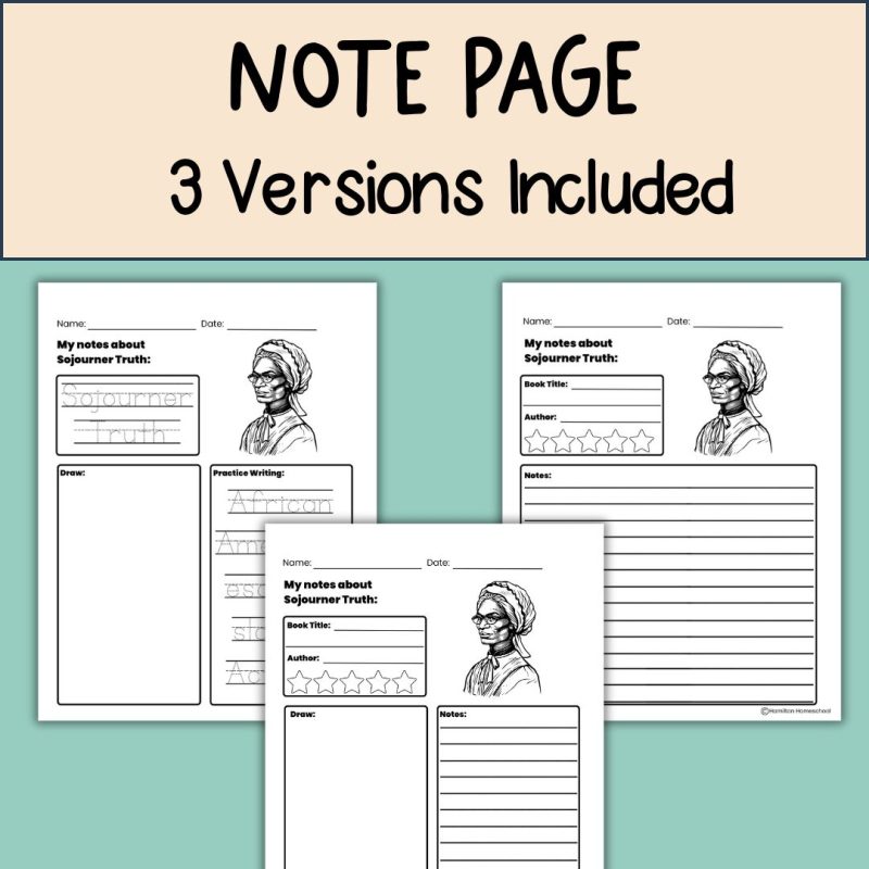 Sojourner Truth Student Note Pages and Worksheets Black History - Image 2