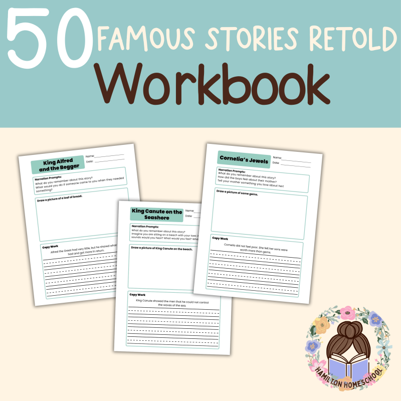 50 Famous Stories Retold Workbook Narration Prompts Copy Work Worksheets - Image 2