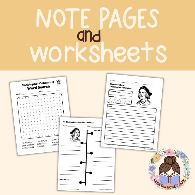 Christopher Columbus Note Pages and Worksheets Family Learning Note Pages Coloring Sheets - Image 2