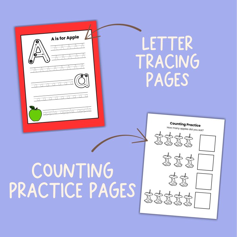 A is for Apple Preschool Learning Bundle Worksheets and Activity Sheets - Image 3
