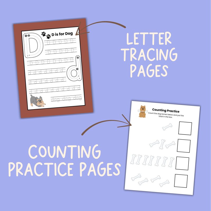 D is for Dog Preschool Activity Pack Kindergarten Dog theme Worksheets Letter D Week Lesson Plan - Image 3