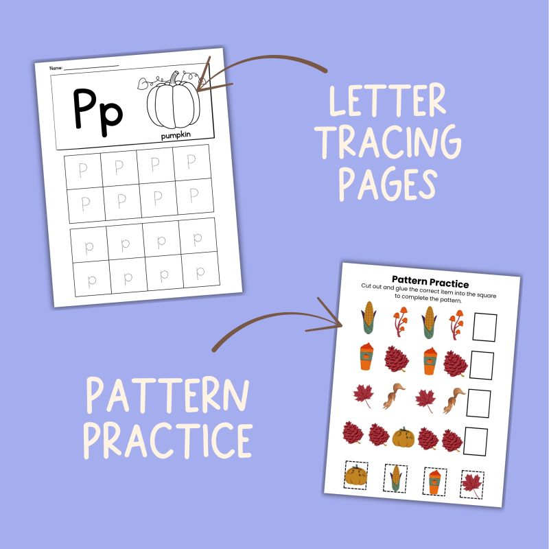 Autumn Preschool Activity Sheets Bundle Fall Pre-K Kindergarten Worksheets - Image 3