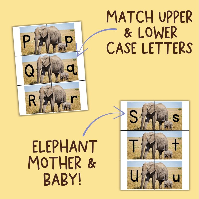 Elephant Alphabet Match Game Upper and Lower case Matching cards - Image 3