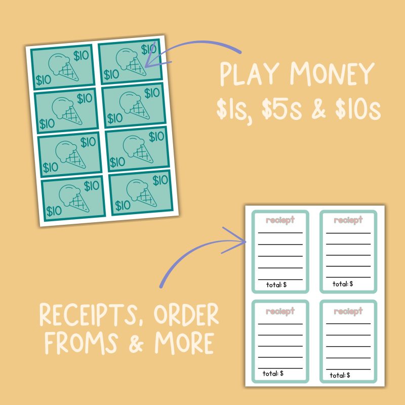 Ice Cream Shop Dramatic Play Pack Printable Pretend Play Set Ice Cream Parlor - Image 3