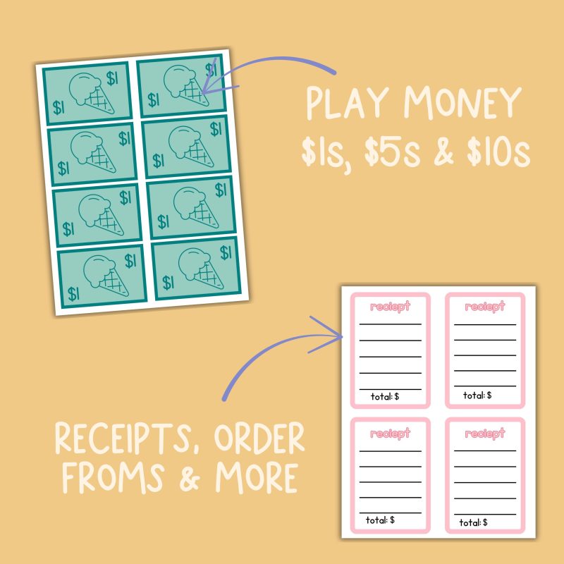 Pretend Play Summer Bundle Dramatic Play Shop Ice Cream Hot Dog Cart Lemonade Stand Sweet Shop - Image 3