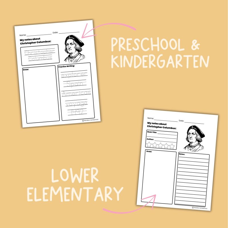 Christopher Columbus Note Pages and Worksheets Family Learning Note Pages Coloring Sheets - Image 3