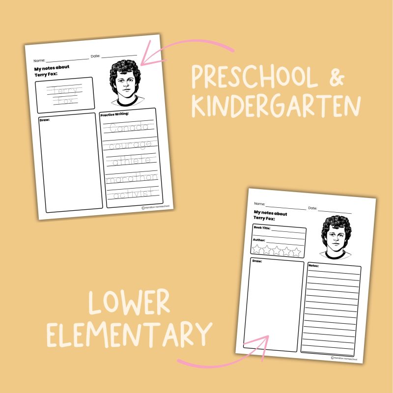 Terry Fox Note Pages and Worksheets Canadian Hero Terry Fox Day Coloring Page Word Search - Image 3