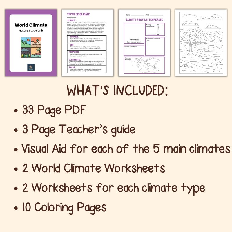 World Climate Science Unit Nature Study Family Style Worksheets Visual Aids and Coloring Pages - Image 4