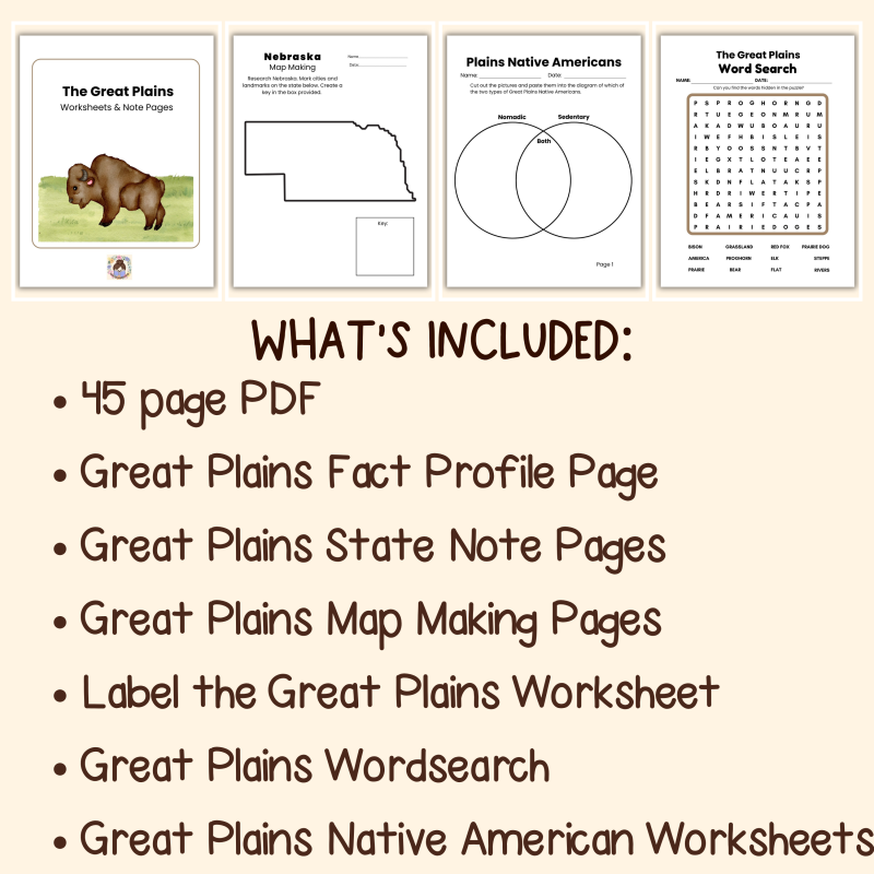 The Great Plains Worksheets & Note Pages Geography and History Unit - Image 4