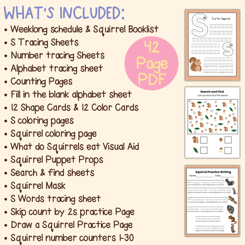 S is for Squirrel Preschool Activity Bundle Backyard Nature - Image 4