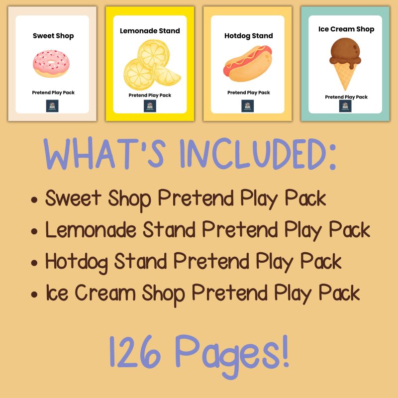 Pretend Play Summer Bundle Dramatic Play Shop Ice Cream Hot Dog Cart Lemonade Stand Sweet Shop - Image 4