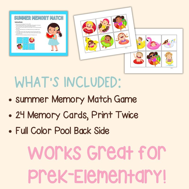 Summer Kids Memory Game Matching Cards - Image 3
