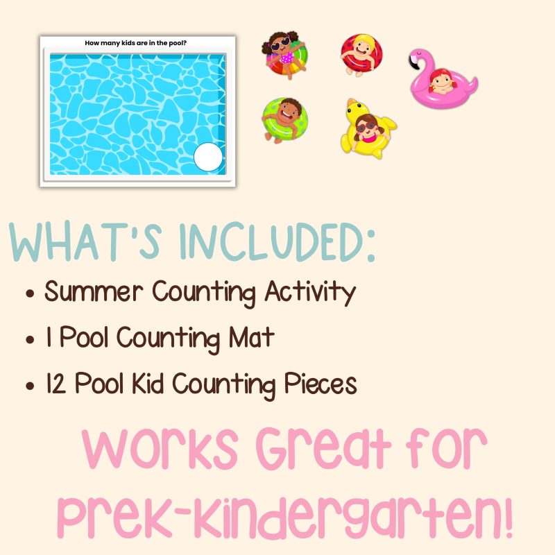 Kindergarten Summer Pool Activity Preschool Math Counting 1-12 - Image 3
