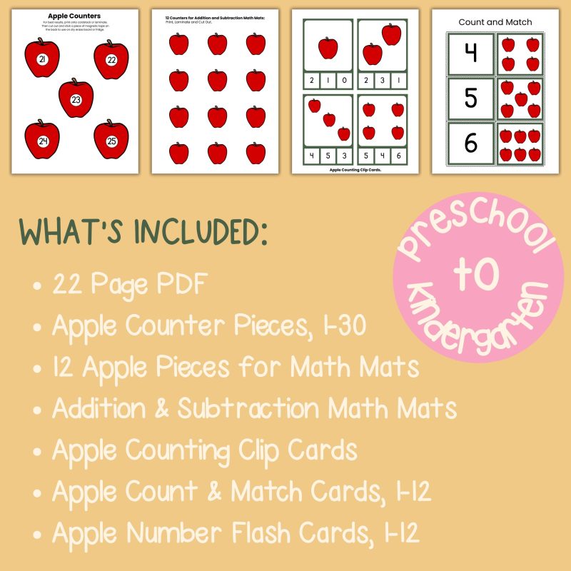Apple Math Preschool Kindergarten Math Manipulatives Apple Math Activities - Image 4