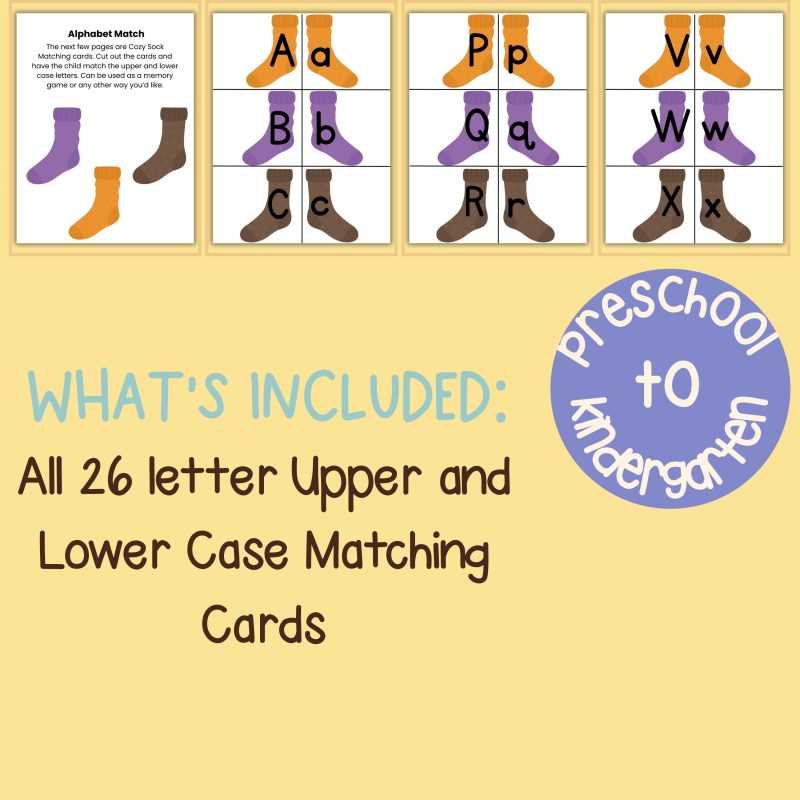 Autumn Cozy Sock Alphabet Match Cards ABC Matching Game Fall Theme Socks Preschool Kindergarten - Image 4