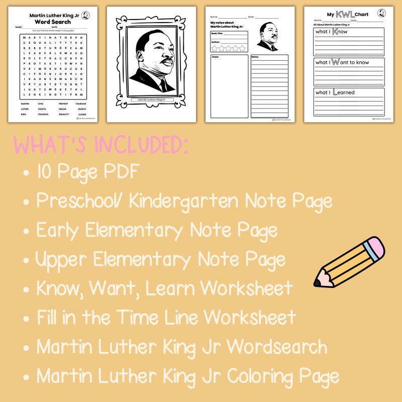 Martin Luther King Jr Student Note Pages & Worksheet Black History - Image 4