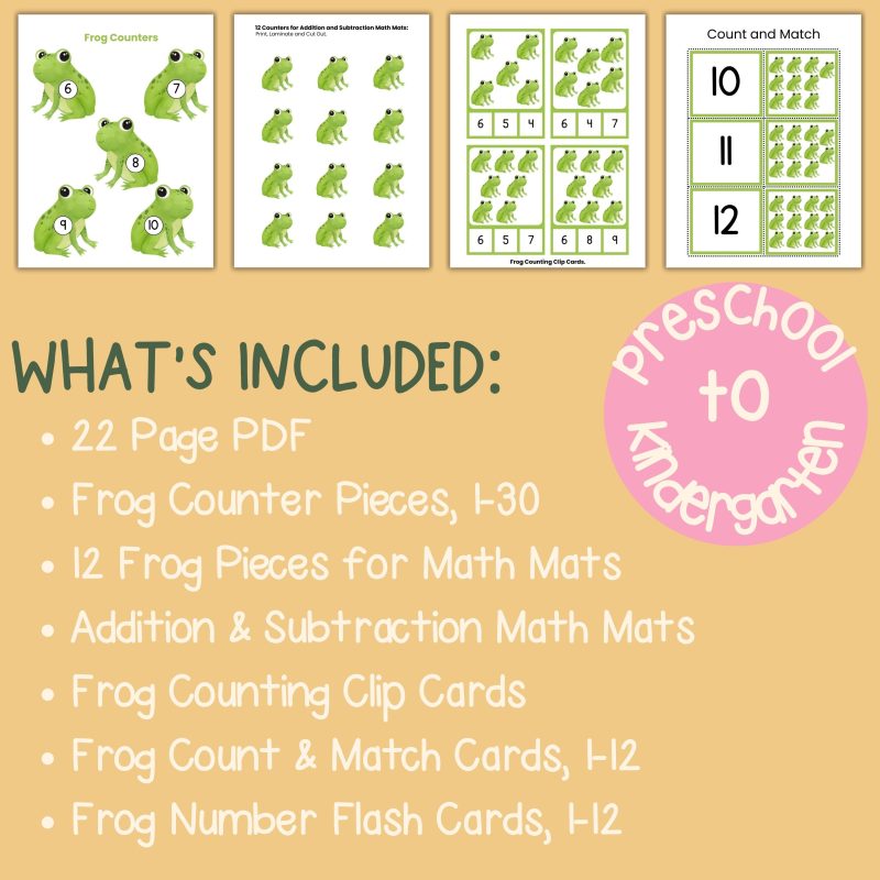 Frog Math Activity Bundle Preschool Kindergarten Math Manipulatives - Image 4