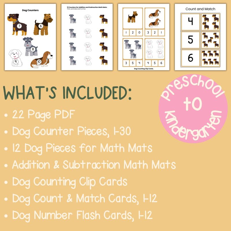 Dog Math Activity Bundle Preschool Kindergarten Math Manipulatives - Image 4