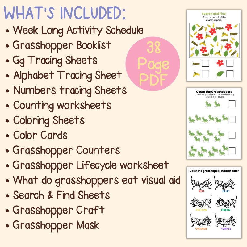 G is for Grasshopper Preschool Activity Bundle - Image 4