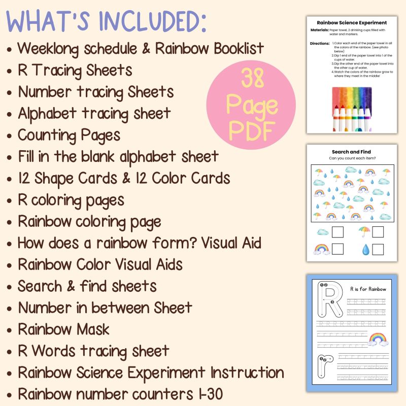 R is for Rainbow Preschool Activity Page Bundle R Week Curriculum - Image 4