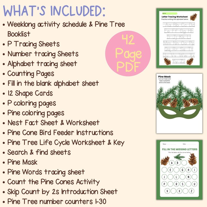 P is for Pine Preschool Kindergarten Activity Sheet Bundle Pine Tree Unit - Image 4