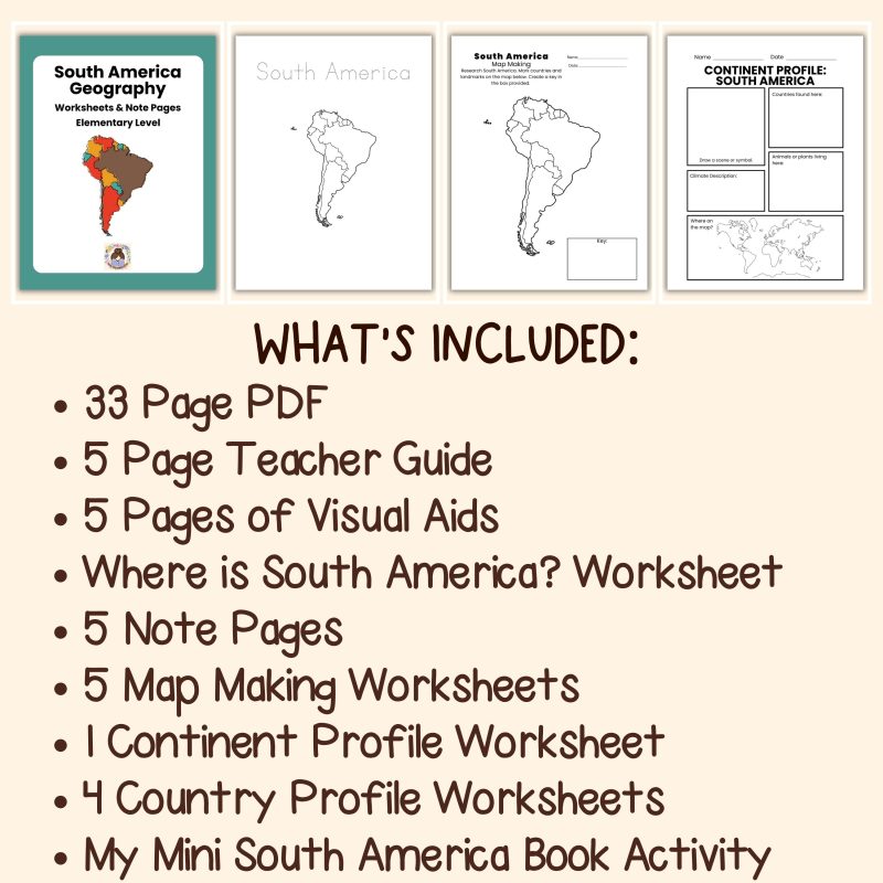 South America Geography Worksheets Note Pages and Visual Aids Family Study Unit - Image 4
