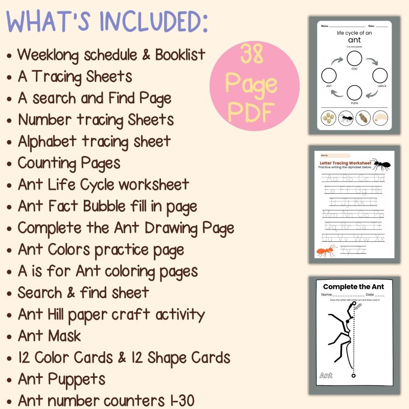 A is for Ant Preschool Worksheets Letter A Week Pre K Kindergarten Ant Activity Sheets - Image 4