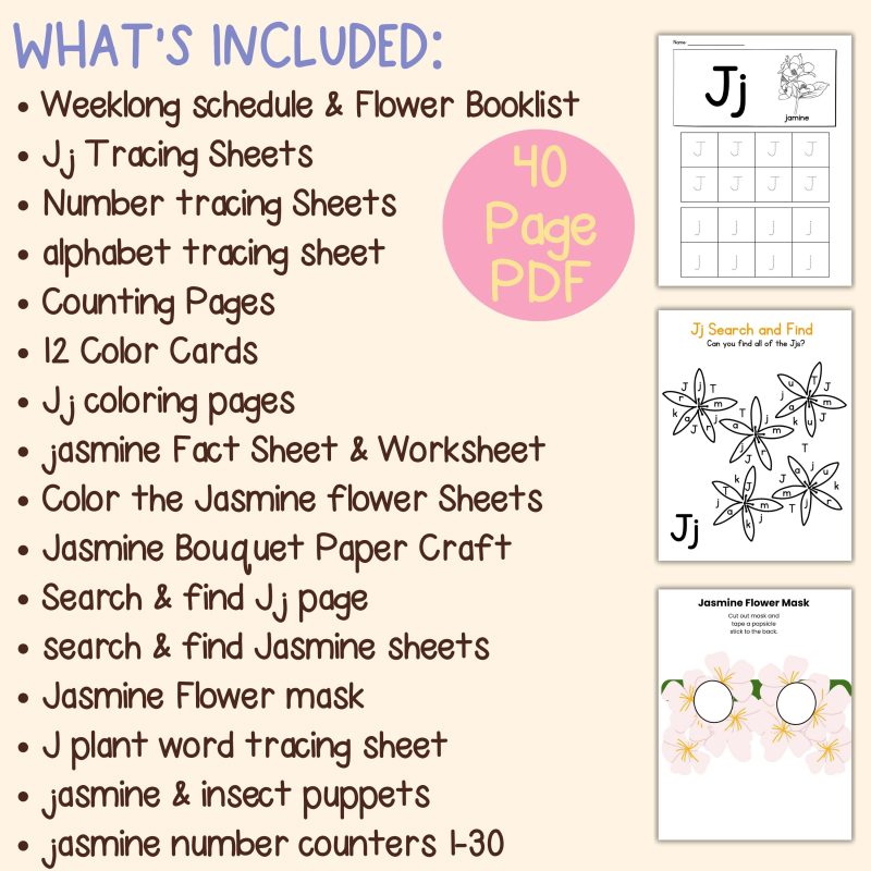 J is for Jasmine Preschool Activity Bundle - Image 4