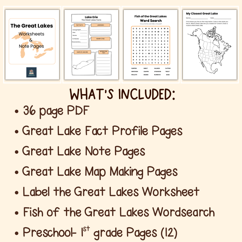 Great Lakes Worksheets and Note Pages Family Learning Resource - Image 4