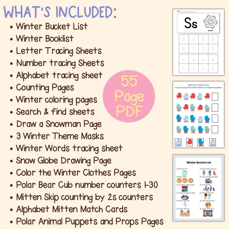 Winter Preschool Activity Bundle Winter Theme Learning Pack Kindergarten - Image 4