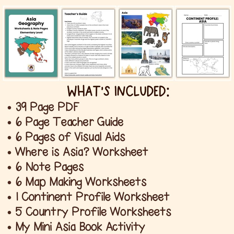 Asia Geography Worksheets Note Pages and Visual Aids Family Unit Study - Image 4