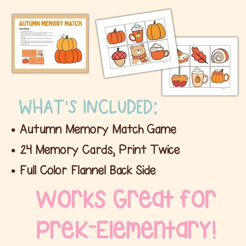 Autumn Memory Match Game Fall Seasonal Activity - Image 4