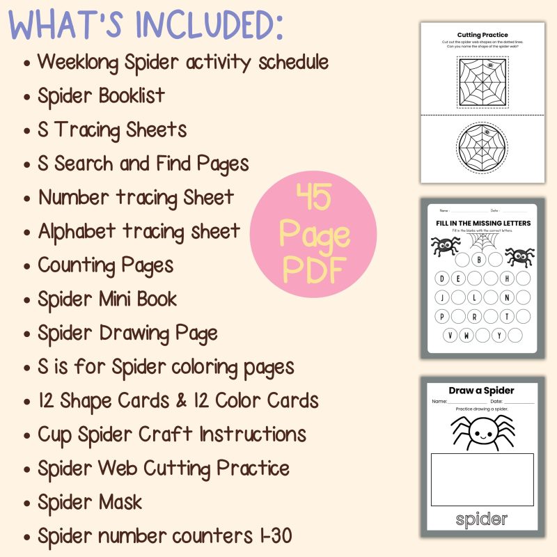S is for Spider Preschool Pack Spider Worksheets and Activities Pre K Kindergarten - Image 4