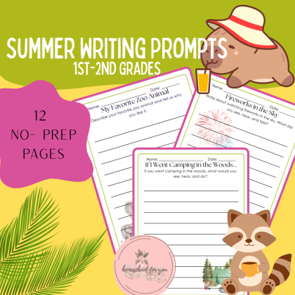 Summer Writing Prompts for 1st-2nd Grades - NO PREP Writing Worksheets