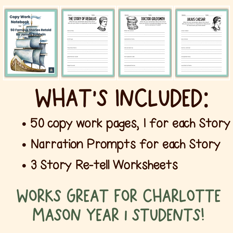 50 Famous Stories Retold Copy-Work Notebook - Image 4